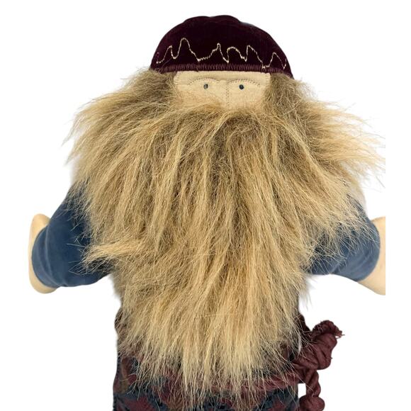 Vintage Nordic Folk Santa Shelf Sitter Plush Bushy Beard Music Box Jingle Bells - Picture 2 of 7